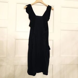 COPY - Miu Miu Silk Ruffle detail Black x Navy Mini Dress